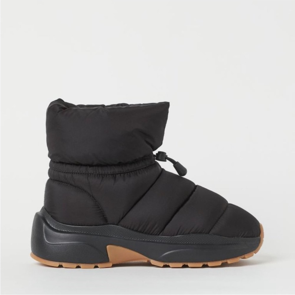 H&M Black Puffer Padded Ankle Boots 38 (7.5)